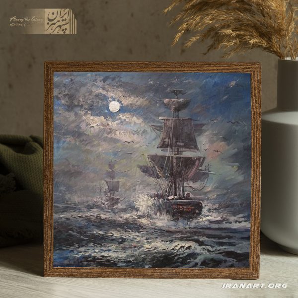 تابلو نقاشی اکریلیک دریای طوفانی
