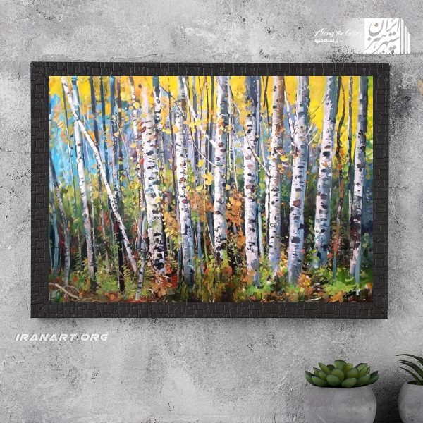 تابلو نقاشی ریزش برگ پاییزی