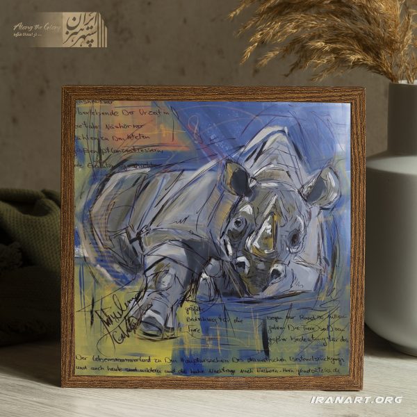 تابلو نقاشی اکریلیک«کرگدن»