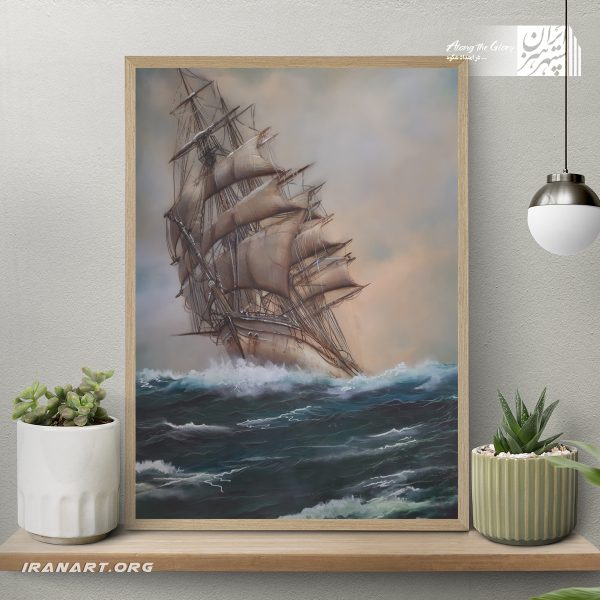 تابلو پاستل کشتی و دریا