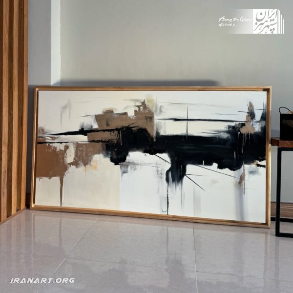 تابلو نقاشی انتزاعی رنگ روغن، ورق طلا