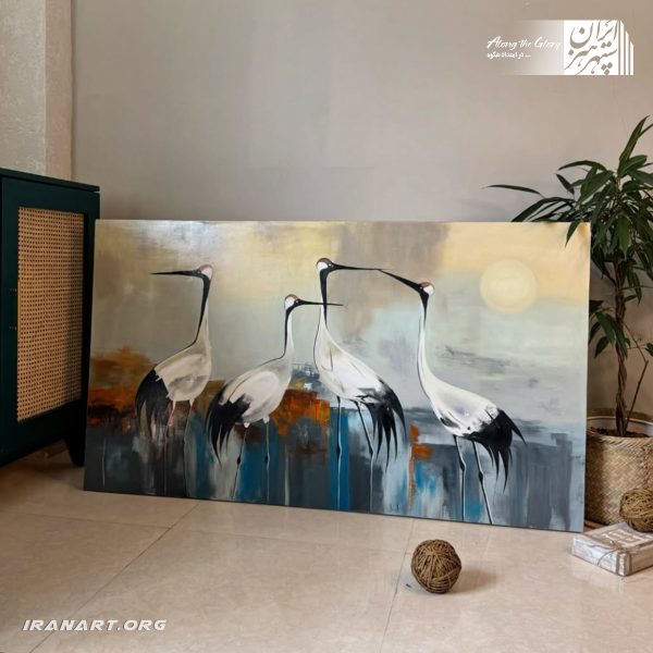 تابلو نقاشی رنگ روغن «لک لک ها»