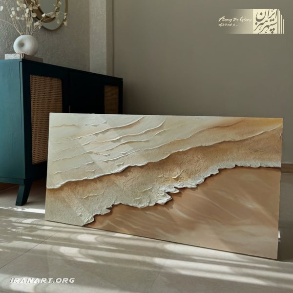 تابلو نقاشی رنگ روغن و تکسچر، ساحل دریا