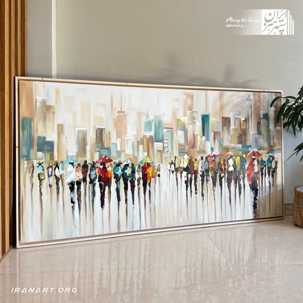 تابلو رنگ روغن فضای شهر