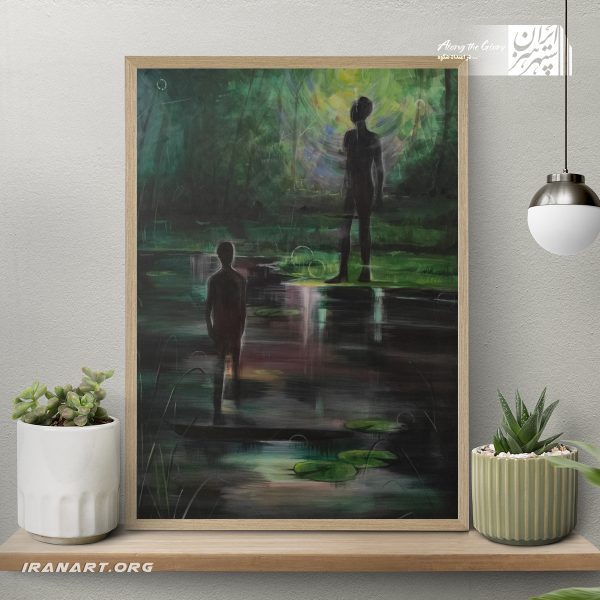 نقاشی اکریلیک در آب در جنگل