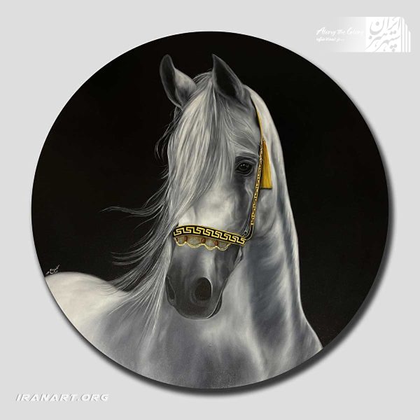 تابلو نقاشی رنگ روغن اسب سفید، هنر کلاسیک با جلوه‌ای چشم‌نواز