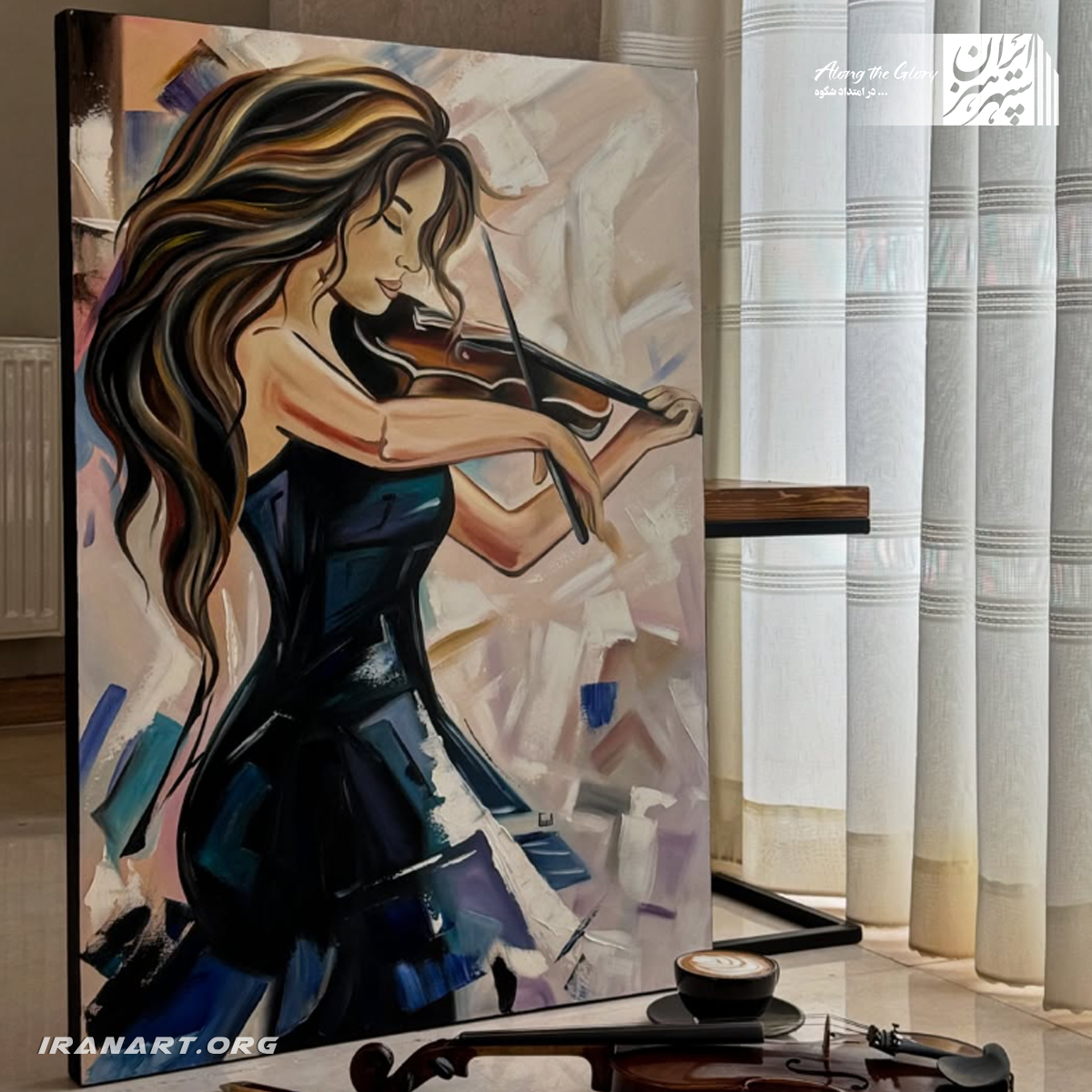 Screenshot-2025-10-16-154220 تابلو رنگ روغن دختر نوازنده ویالون - Image 1