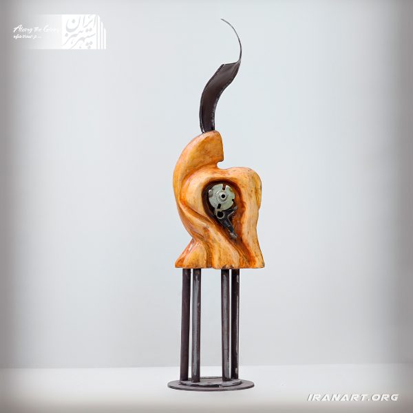 مجسمه تلفیق چوب و فلز « قوچ»
